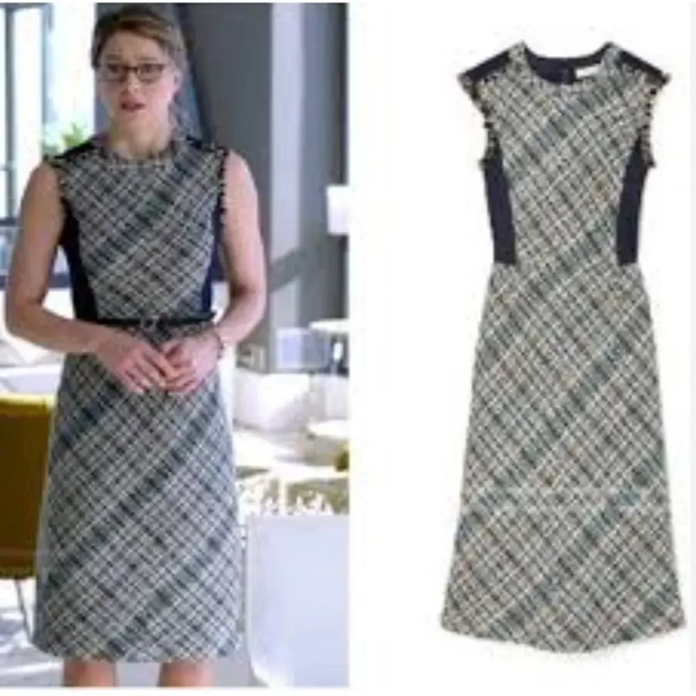 Tory Burch Tweed Pencil‎ Dress Women 10 Textured Academia Career Old Money NEW
